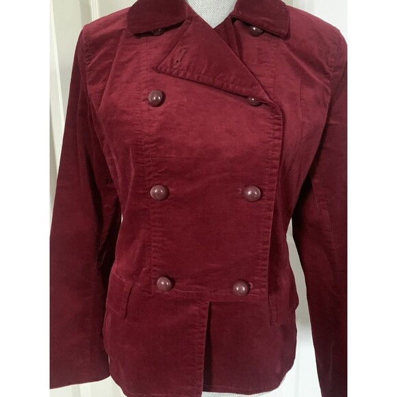 Talbots Blazer Jacket Womens Size 8P Petite Red Velvet Double Breasted - Picture 6 of 9